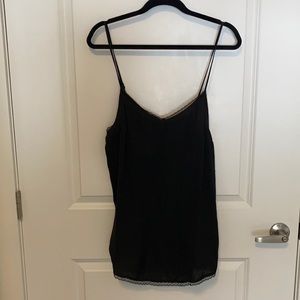 Black silk cami with lace trim
